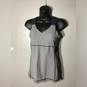 Lululemon Womens Size 8 Parallel Stripe White Grey Push Your Limits Tank